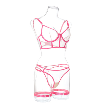 Neon Green Fetish Transparent Lingerie Set