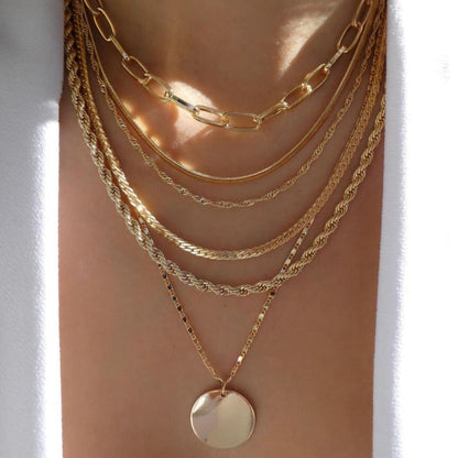 Bohemia Multilayer Moon Gold Pendant Necklaces