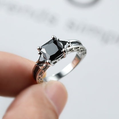 Inlaid Black Zircon Ring