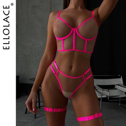 Neon Green Fetish Transparent Lingerie Set