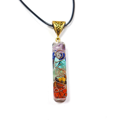 7 Chakra Retro Reiki Healing Energy Crystal Pendant