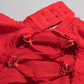 Red Sissy Fetish Lace Up Bandage Garter Underwear Valentine Day Sexy 6-Piece Lingerie Set