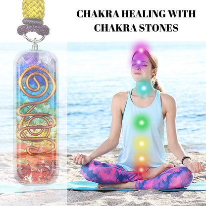 7 Chakra Retro Reiki Healing Energy Crystal Pendant