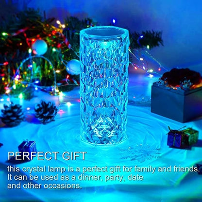 Crystal Touch Table Lamp Rechargeable With 16 RGB Colors &  Dimmable Night Light With Remote Control