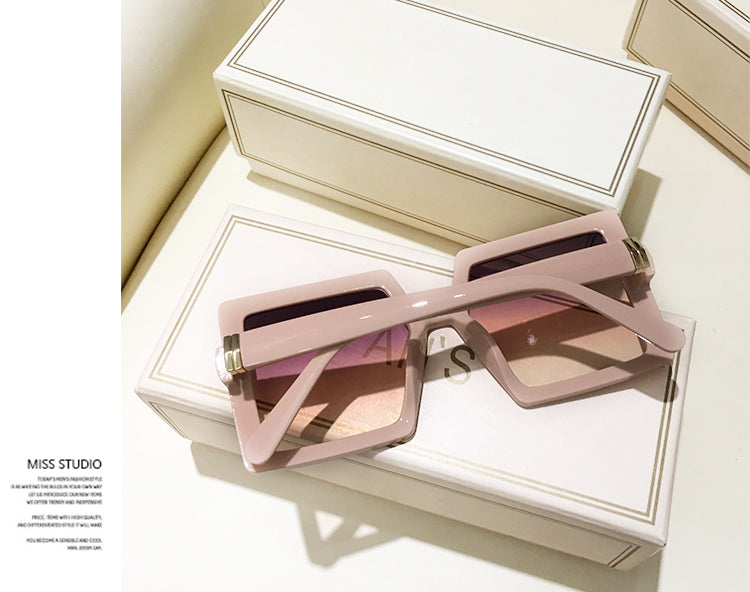 Retro Pink Big Frame Square Sunglasses