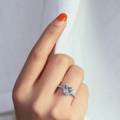 Luxury Silver Color Heart Ring