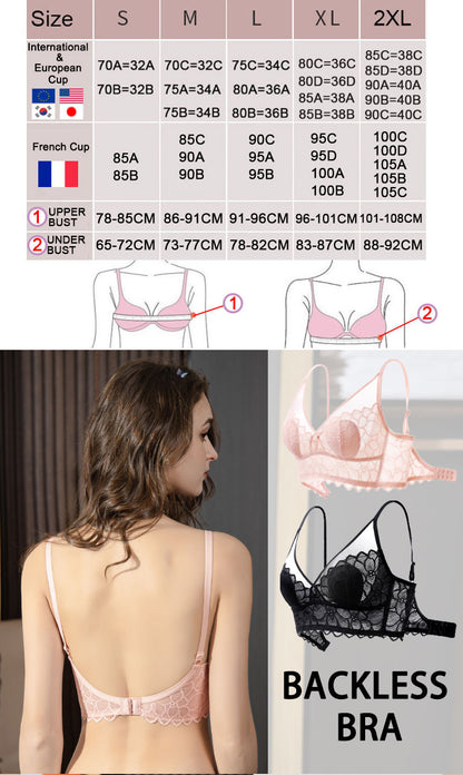 Floret Open Backless Back Transparent Bra