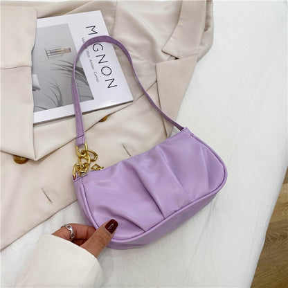 Retro Solid Color PU Leather Shoulder Bag