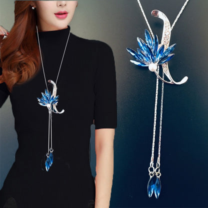 Simulated Pearl Crystal Leaf Necklaces