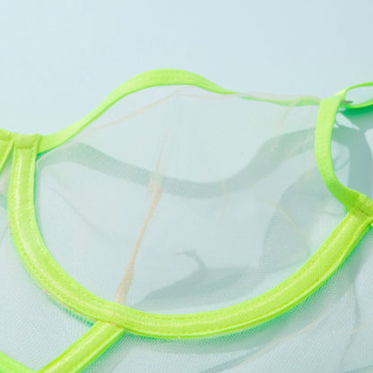 Neon Green Fetish Transparent Lingerie Set