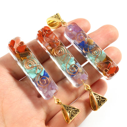 7 Chakra Retro Reiki Healing Energy Crystal Pendant