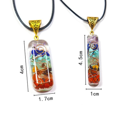 7 Chakra Retro Reiki Healing Energy Crystal Pendant