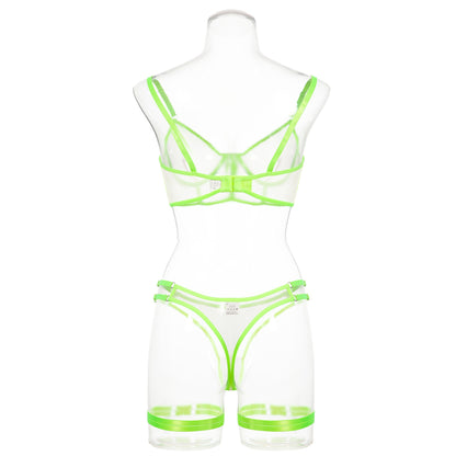 Neon Green Fetish Transparent Lingerie Set