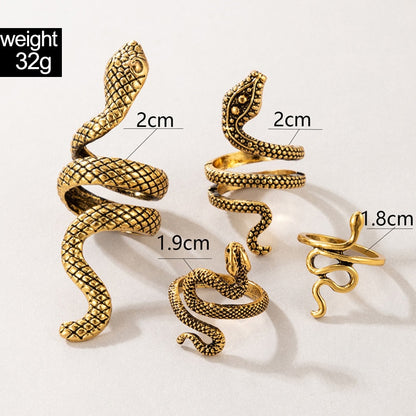 4pcs/set Vintage Snake Shape Rings