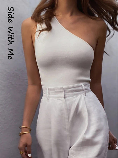 One Shoulder Sexy Cropped Tube Top