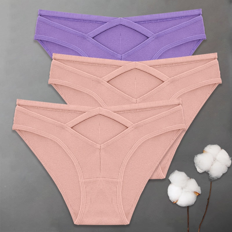 3PCS/Set Sexy Cross Strap Cotton Panties
