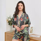 Tropical Plants Print Loose Top Pajamas Set Sleepwear