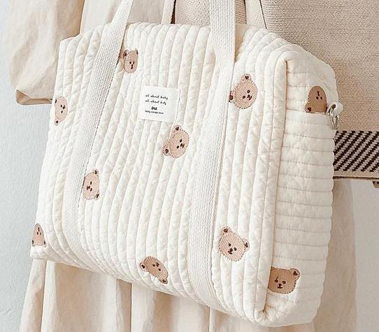 Cute Bear Flower Embroidery Pattern Baby Bag