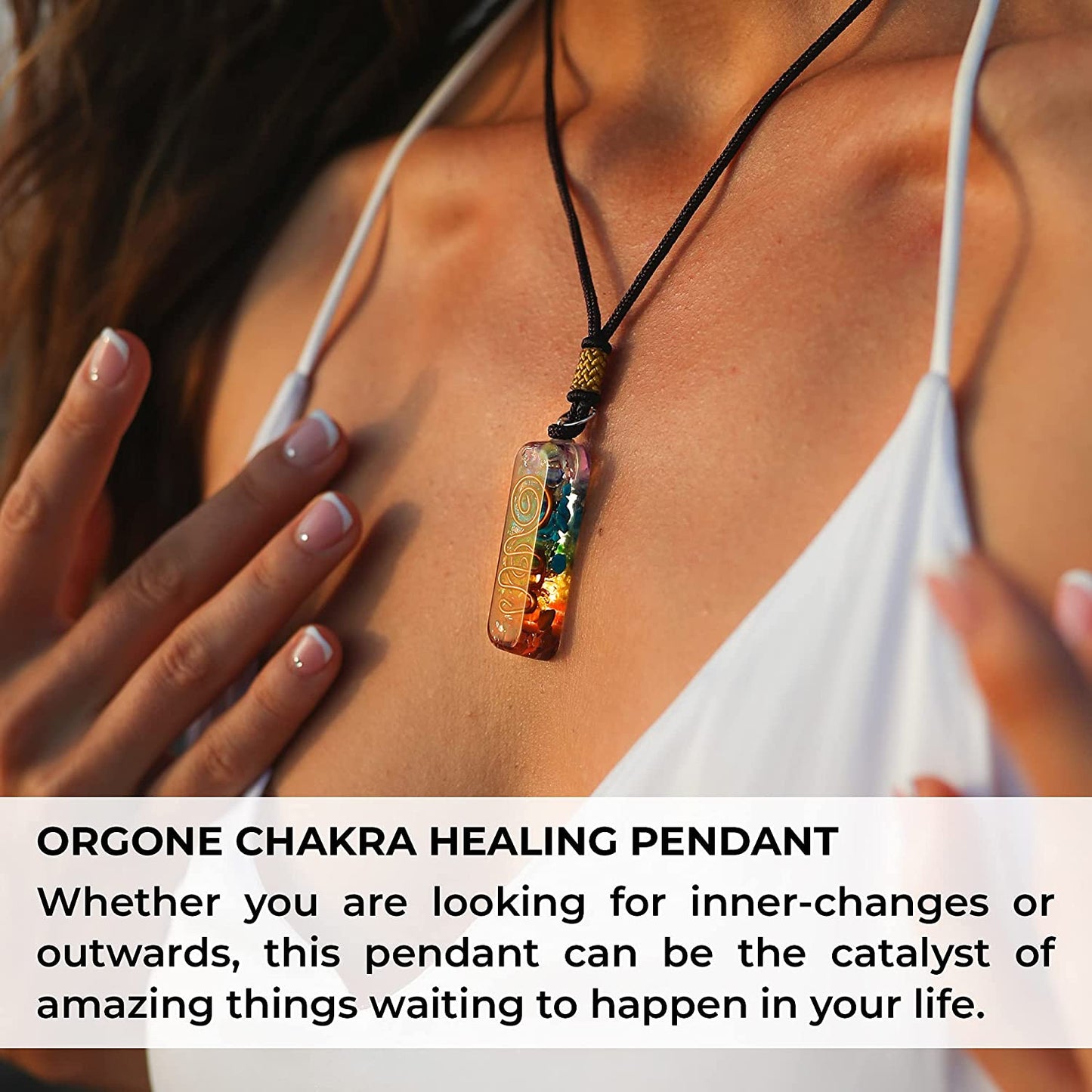 7 Chakra Retro Reiki Healing Energy Crystal Pendant