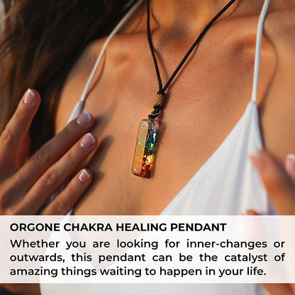 7 Chakra Retro Reiki Healing Energy Crystal Pendant