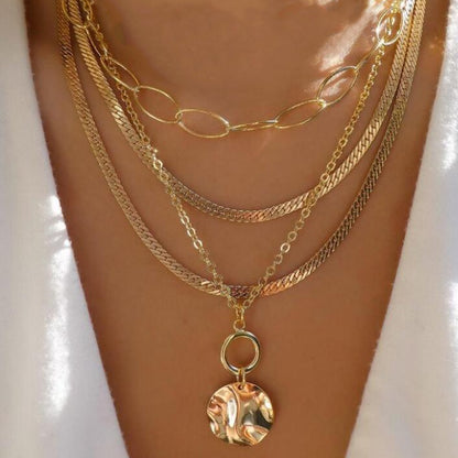 Bohemia Multilayer Moon Gold Pendant Necklaces