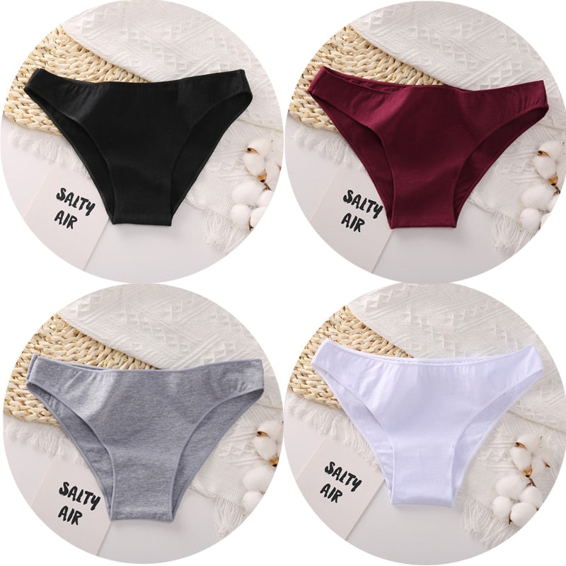 4PCS/Set Sexy Low Waist Cotton Panties