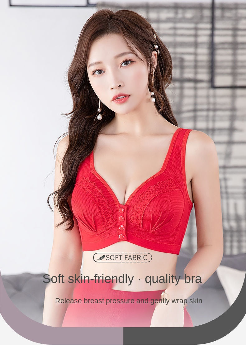 Gathered Front Button Bra