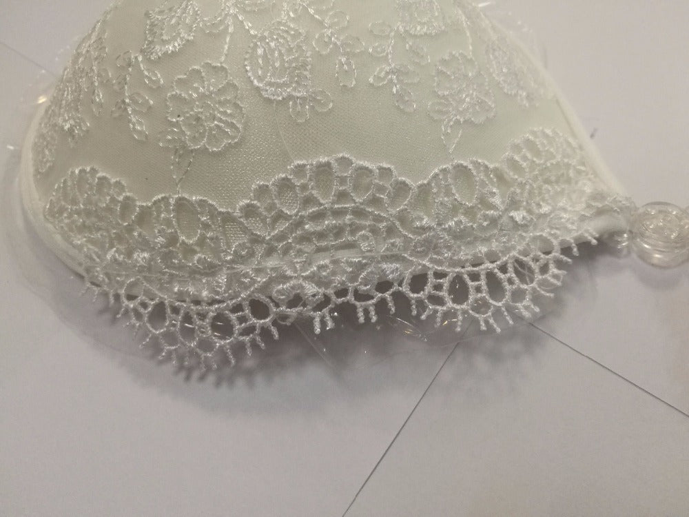 White Lace Embroidery Push Up Strapless Bra