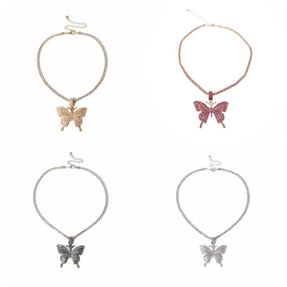 Crystal Pave Butterfly Pendant Necklace