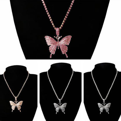 Crystal Pave Butterfly Pendant Necklace