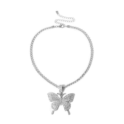 Crystal Pave Butterfly Pendant Necklace