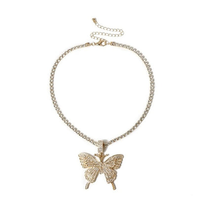 Crystal Pave Butterfly Pendant Necklace