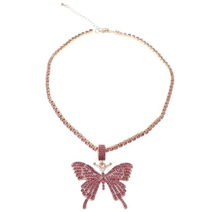 Crystal Pave Butterfly Pendant Necklace