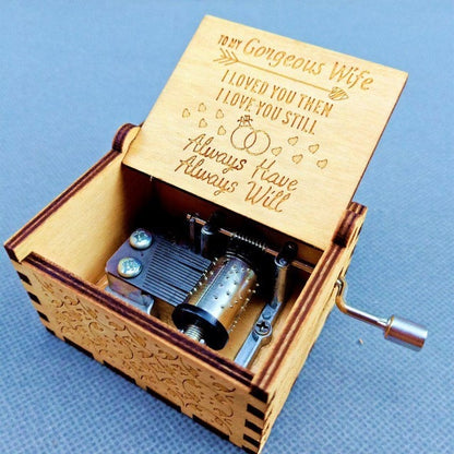 Wooden Hand Crank Music Box