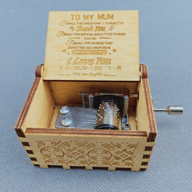 Wooden Hand Crank Music Box