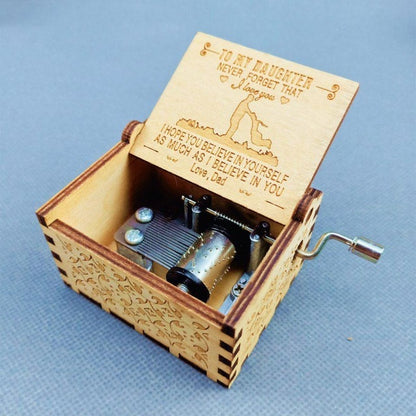 Wooden Hand Crank Music Box