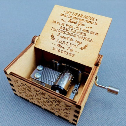 Wooden Hand Crank Music Box