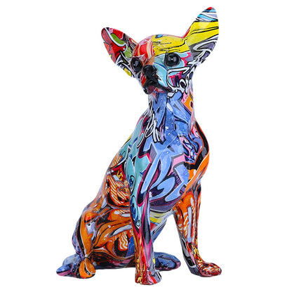 Painted Graffiti Chihuahua Dog Statue