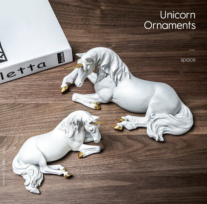 White Unicorn Horse Statue