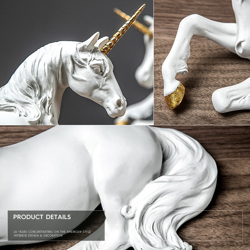 White Unicorn Horse Statue