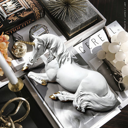 White Unicorn Horse Statue