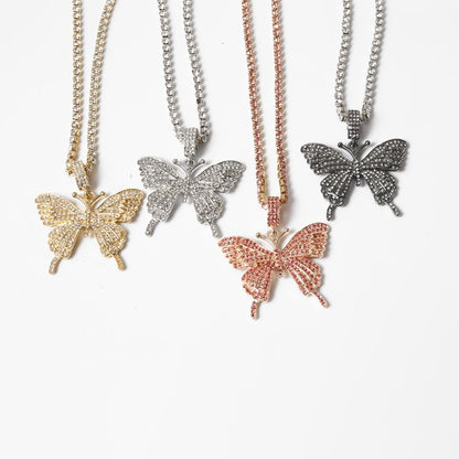 Crystal Pave Butterfly Pendant Necklace