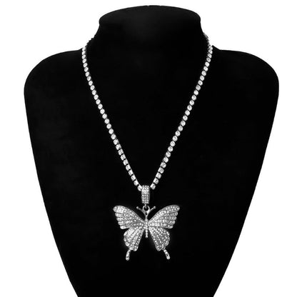 Crystal Pave Butterfly Pendant Necklace