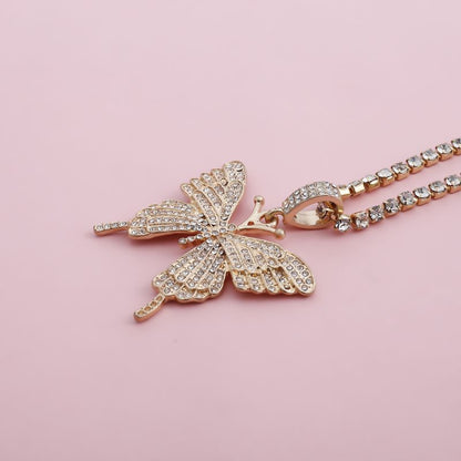 Crystal Pave Butterfly Pendant Necklace