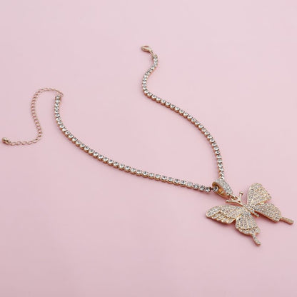 Crystal Pave Butterfly Pendant Necklace