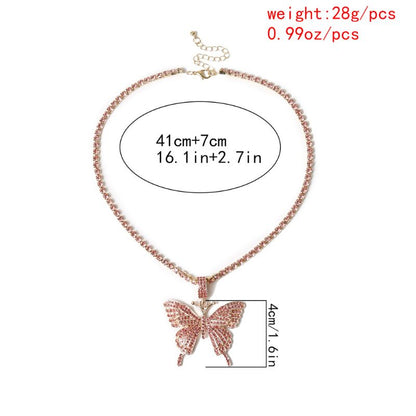 Crystal Pave Butterfly Pendant Necklace